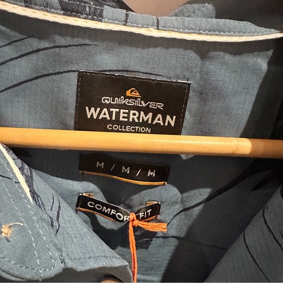 Quiksilver Waterman The Chase Button Down Shirt - Sea Blue Size Medium NWT - Picture 3 of 4